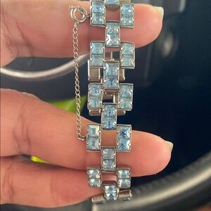 Elegant Silver and Blue Bracelet